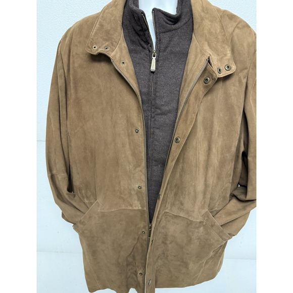 Brooks Brothers Leather Suede Field Jacket Men's XL Tan Zip Out Lining - Picture 9 of 16